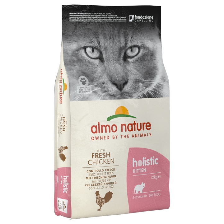 Hrana uscata pisici Almo 12kg Holistic Kitten Almo Nature -Pui si orez