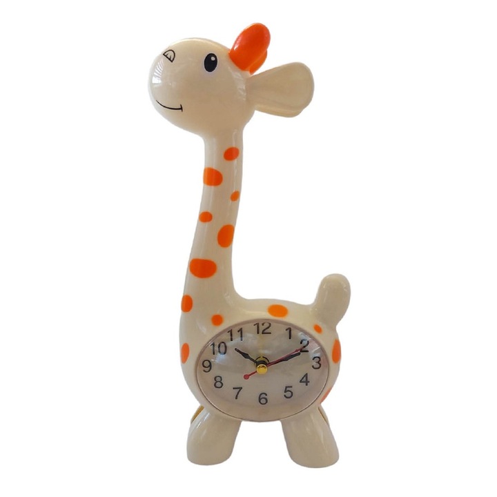 Ceas de masa in forma de Girafa, Crem, 23 cm, 1484GG-3