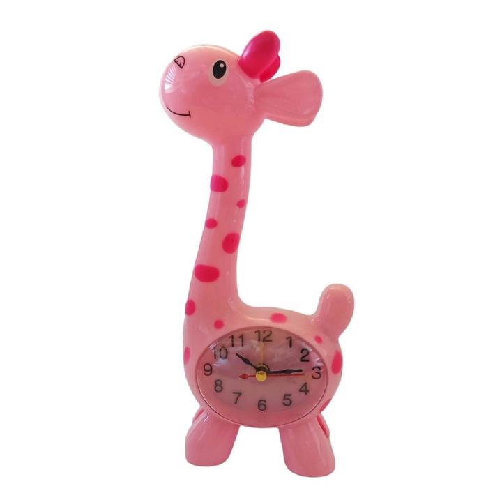 Ceas de masa in forma de Girafa, Roz, 23 cm, 1484GG-2