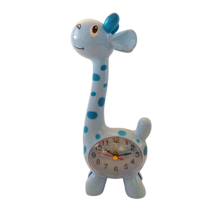 Ceas de masa in forma de Girafa, Albastru, 23 cm, 1484GG-1