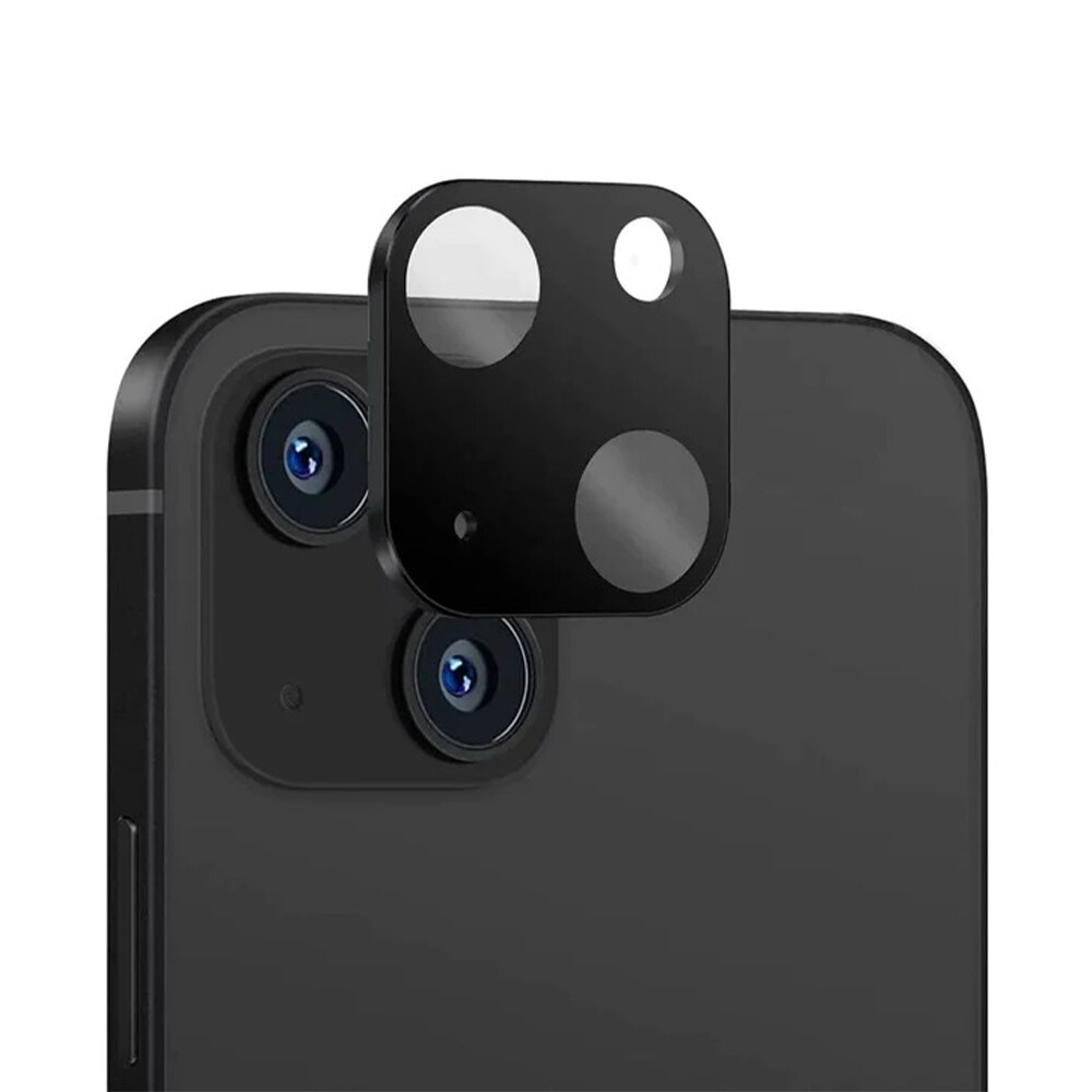 Folie protectie camera compatibila cu iPhone 14 / 14 Plus, Sticla Full Glue, Instant Fit, Hidrofoba, Oleofoba, Acoperire completa, Negru