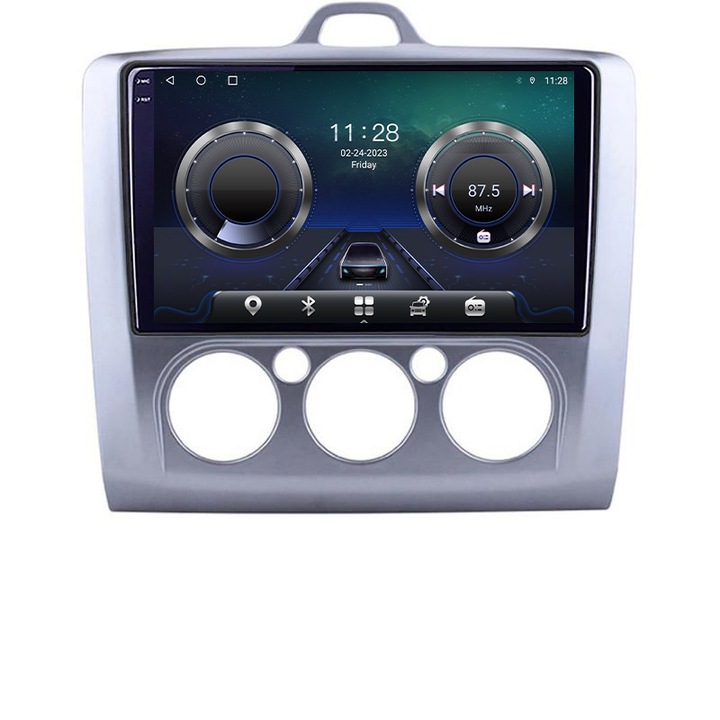 Dedikált navigáció Ford Focus manuális klíma C-140-manuális Android Octa Core Screen 2K QLED GPS 4G 4+32GB 360 KIT-140-manual+EDT-E409-2K