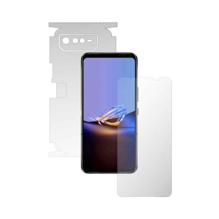 Самовъзстановяващо се фолио iSkinz за цялото тяло за Asus ROG Phone 6D Ultimate - Invisible Skinz UHD, 360 Cut, Ultra-Clear Silicone Protection за екрана, задните и страничните калъфи, залепваща кожа, прозрачен