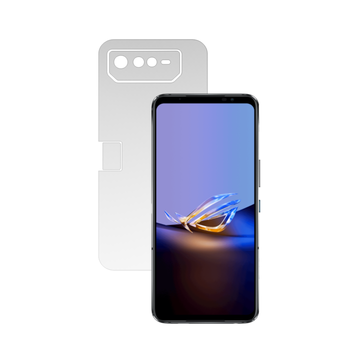 iSkinz Самовъзстановяващо се защитно фолио за гръб за Asus ROG Phone 6D Ultimate - Invisible Skinz UHD, Simple Cut, Ultra-Clear Silicone for the Back Case, Transparent Adhesive Skin