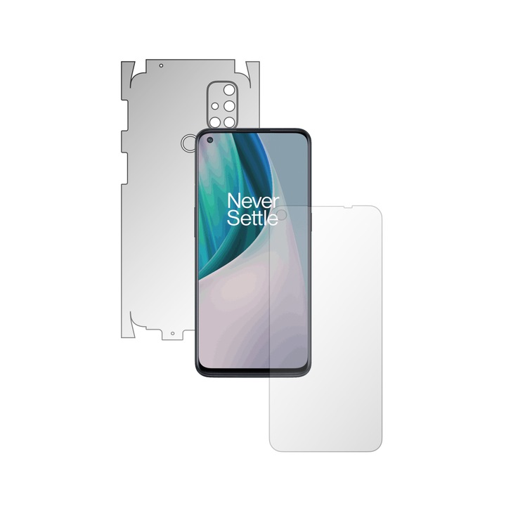 iSkinz Full Body Film за OnePlus Nord N10 5G - Invisible Skinz HD, 360 Cut, ултра-прозрачна силиконова защита на екрана, заден и страничен капак, самозалепваща се кожа, прозрачен