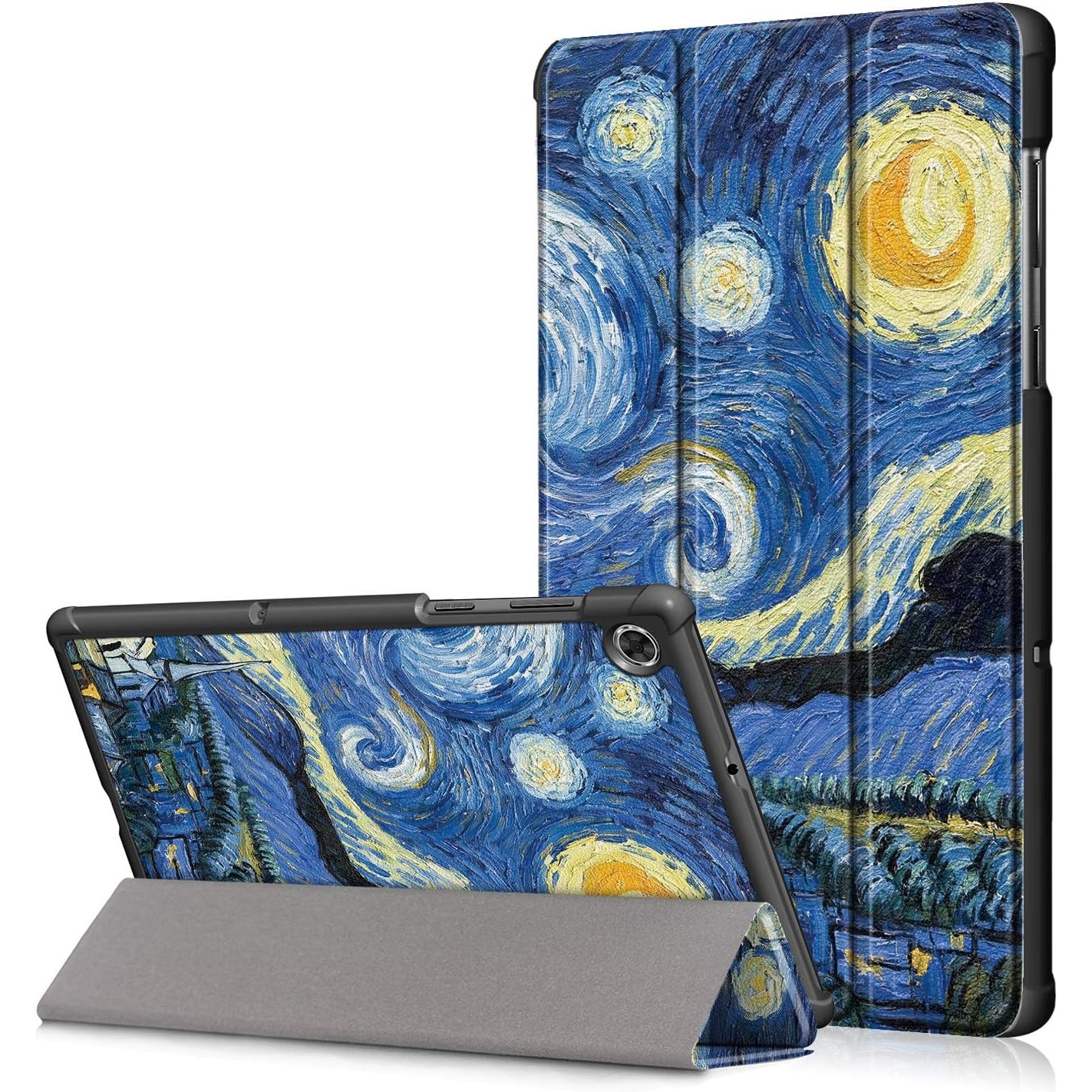 Husa Slim Sigloo, Smart Cover, Trifold, pentru tableta Huawei MediaPad T3 10, 9.6 inch, model Abstract Painting