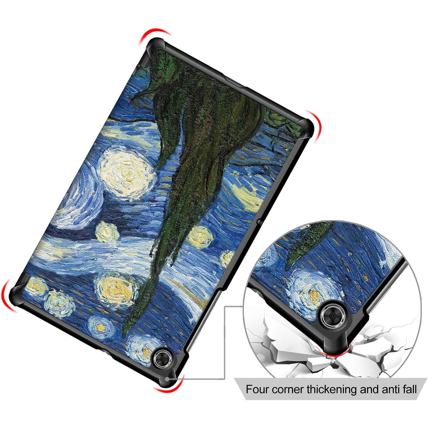 Husa Slim Sigloo, Smart Cover, Trifold, pentru tableta Huawei MediaPad T3 10, 9.6 inch, model Abstract Painting