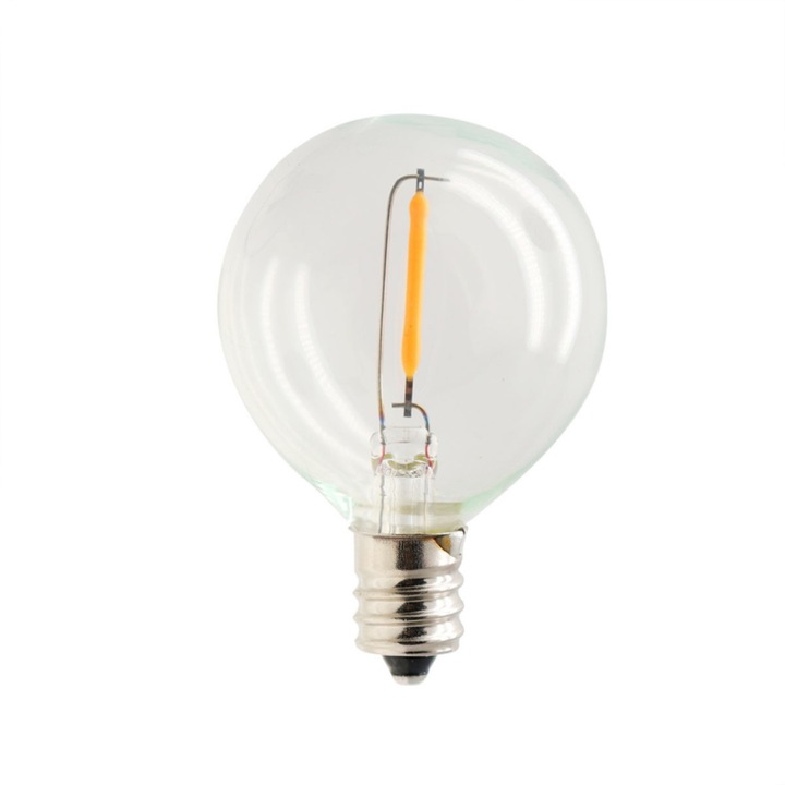 Комплект от 6 LED крушки E12 G40 за светлинния гирлянд, прозрачни