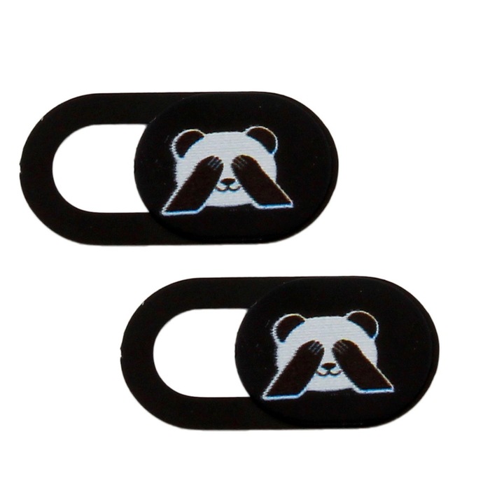 Set 2 capace culisante pentru camera laptop, Zola®, auto-adezive, plastic, 20x9 mm, negru