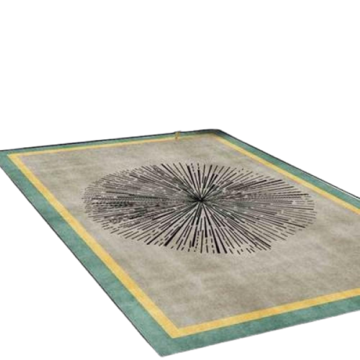 Незалепващ килим, Абстрактен модел, Полипропилен / Имитация на кашмир, Бежово-тюркоазено, 80x300 см
