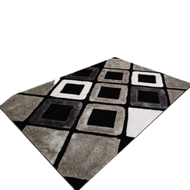 Незалепващ килим, модел с геометрични фигури, полипропилен / имитация на кашмир, неоцветен, 200x300 см