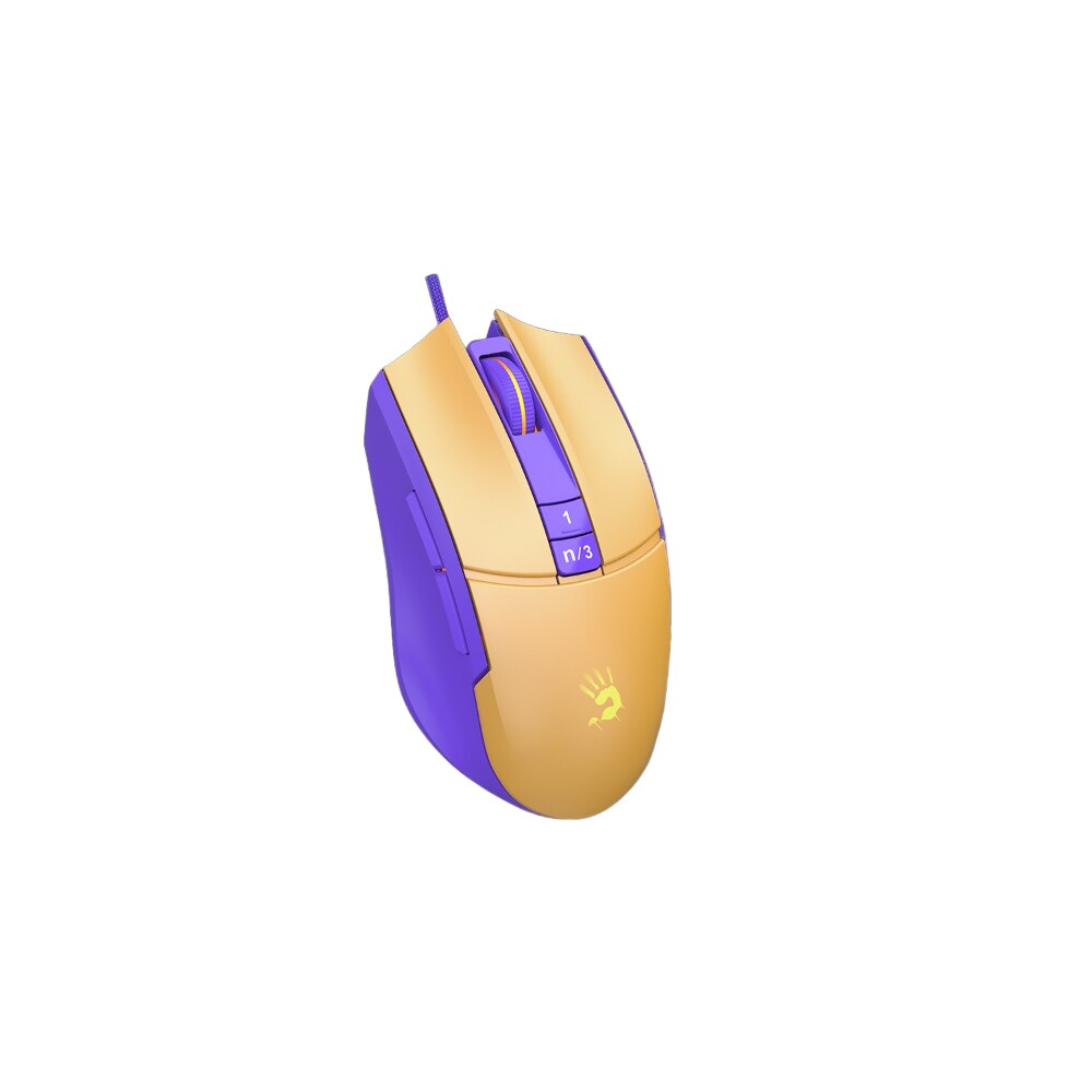 Mouse gaming A4tech bloody L65 Max, cu fir, 12000 cpi, Galben/Violet ...
