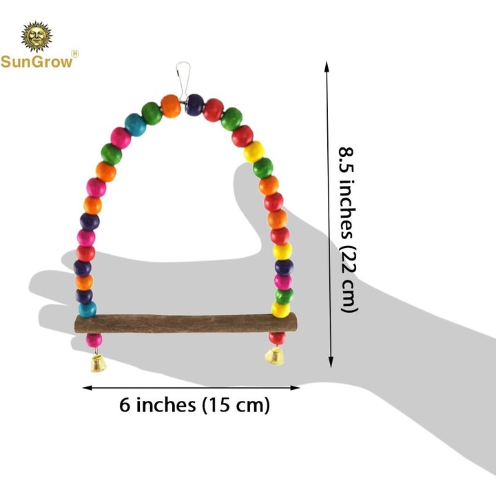 Leagan pentru pasari, Sunmostar, Lemn, 22x15 cm, Multicolor