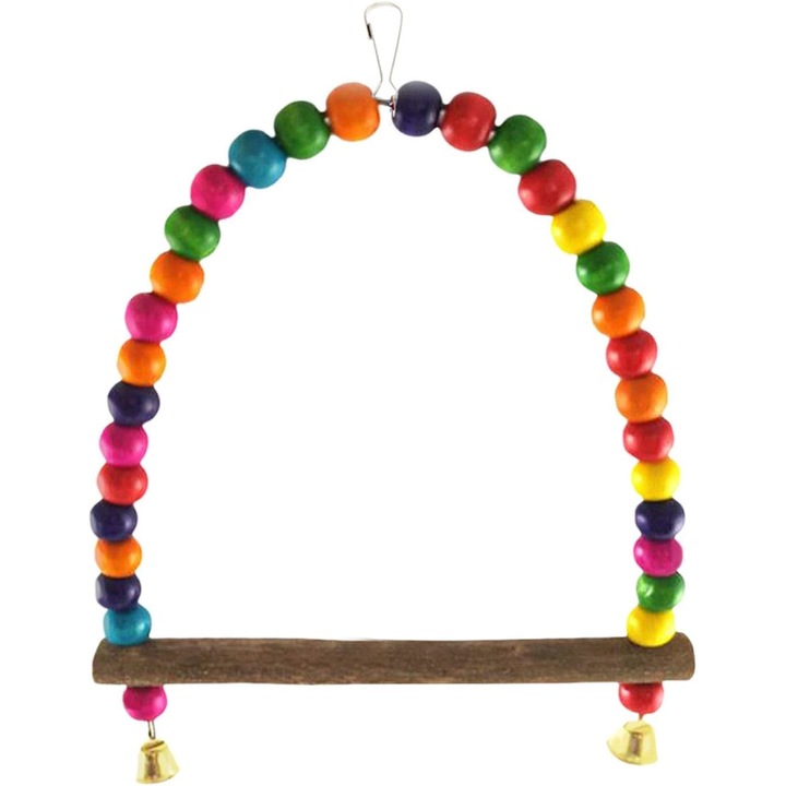 Leagan pentru pasari, Sunmostar, Lemn, 22x15 cm, Multicolor