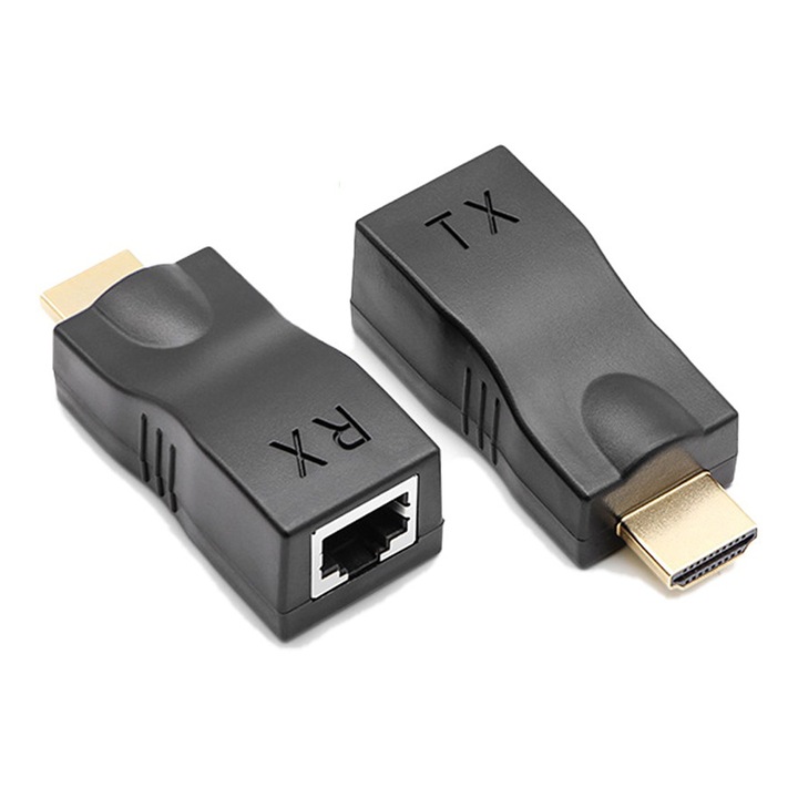 HOPE R адаптер от HDMI към RJ45, за разширение на видео сигнала до 30m, с предавател + приемник RJ45 Ethernet Cat5/6, HDMI 1.4a резолюция 1080p