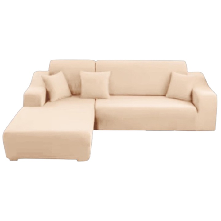 Husa elastica pentru coltar, Uni, 140x180cm/180x230cm, Crem