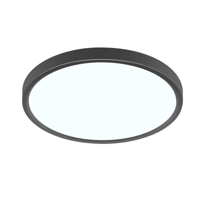 Goeco LED-es mennyezeti lámpa hármas ellenállással, 24w, 6500k, 220v, méretek 30x30x3cm, ultravékony, kerek, fekete