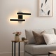 Aplica De Perete Cu Led-Uri Acrilice, Goeco, 32w, Cap Dublu, Dreptunghiulara, Dimensiuni 46x18x6cm, 3000k+4500k+6500k, 220v, Negru