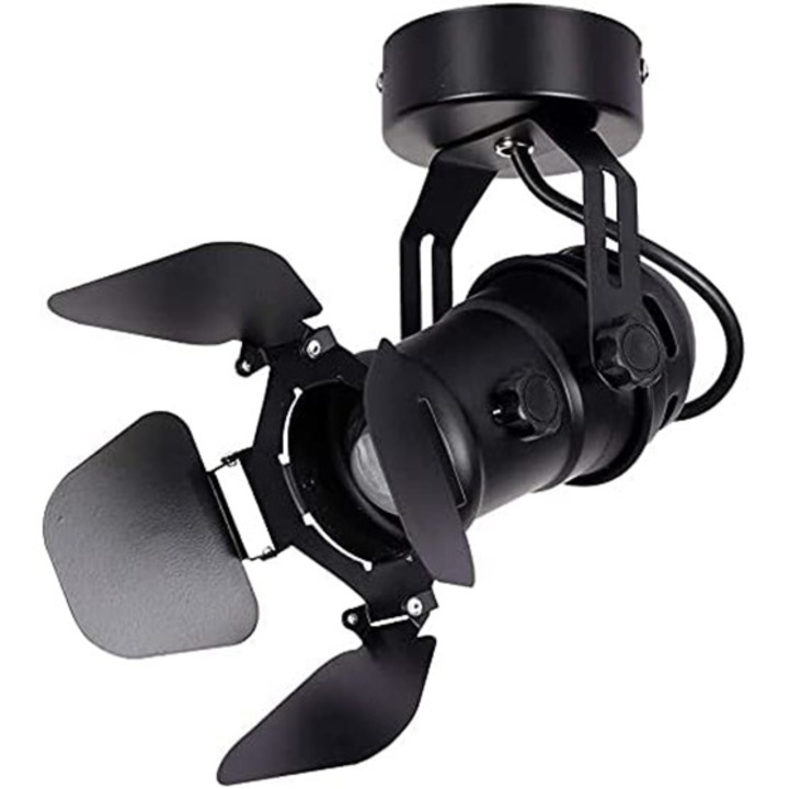Plafoniera Cu Spot, Goeco， E27, Inclusiv Sursa De Lumina, Cald, 220v, Negru