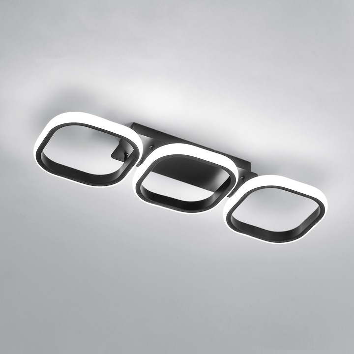 Plafoniera Led, Goeco, 53x17x8 Cm, Square, 6500k, Negru