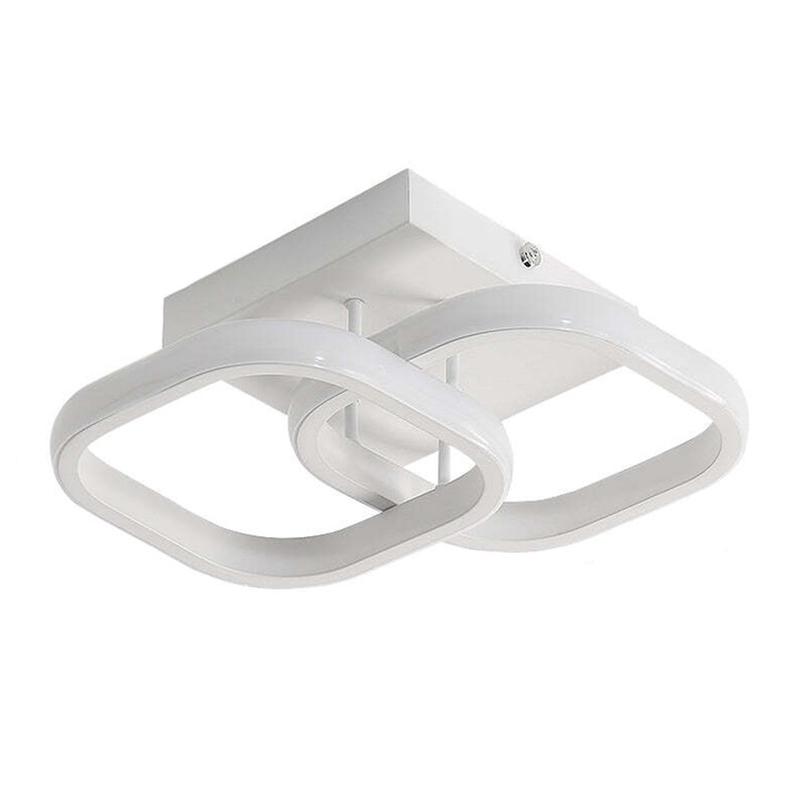 Goeco LED csillár, akril/fém, négyzet alakú modell, 22 W, 29 x 19 x 9 cm, 6500 k, fehér