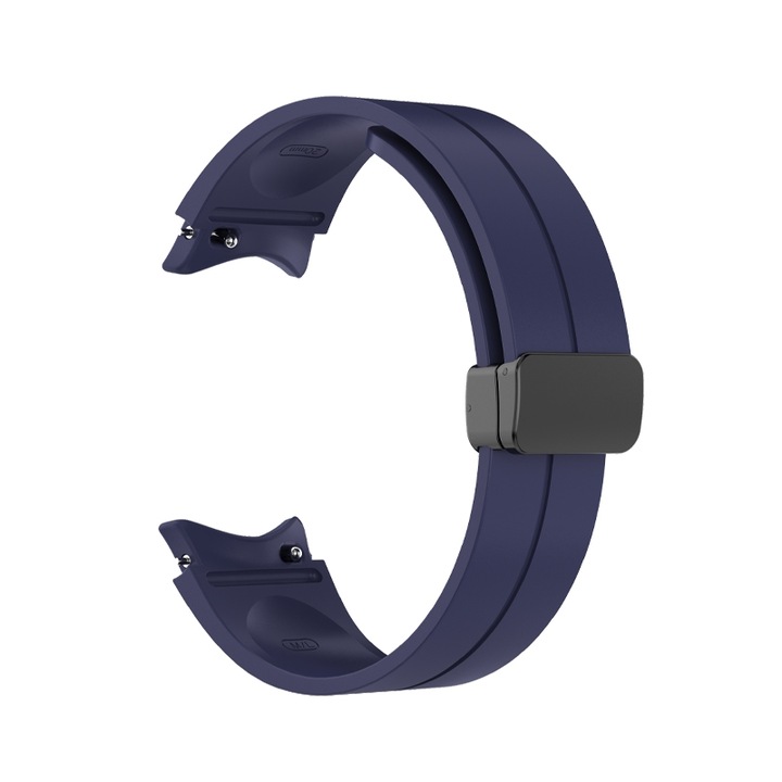 Szilikon szíj kompatibilis Samsung Galaxy Watch 5, 4, 5 Pro, 4 Classic, sötétkék, szíj szélessége 20 mm, eR DL