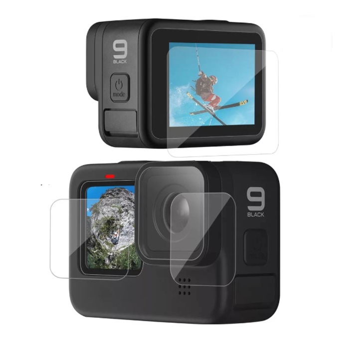 Комплект стъклени фолиа за защита на екран и обектив, Съвместими с GoPro Hero 9 Hero 10 Hero 11