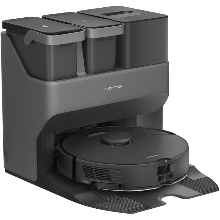 Прахосмукачка Roborock S7 Max Ultra със зарядна станция 5100 pa, Самопочистващ се моп, Контейнер за прах 2,5 л, Интелигентно самопочистване, Бързо зареждане, Ултразвуков моп 3000 пъти/мин, Технология за избягване на препятствия, Черен