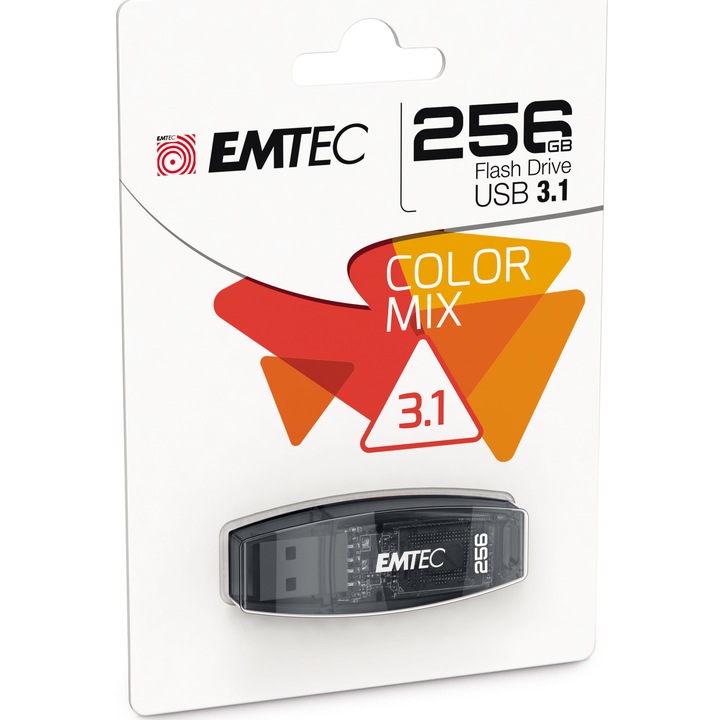 USB памет EMTEC 256GB, USB 3.0, Черен