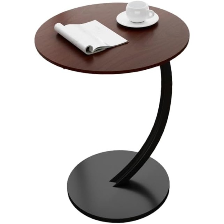 Masuta laterala, Walalla, Lemn/Metal, 40x38x60 cm, Maro/Negru