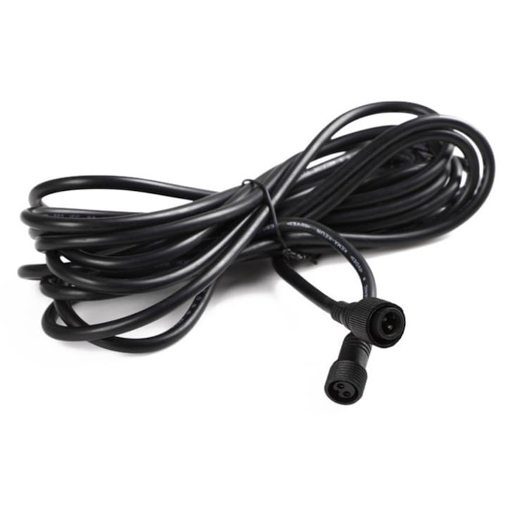 Удължителен кабел IP65 Flippy, за соларни лампи, материал от гума и мед, 2 женски-мъжки щифта, водоустойчив, 5 метра, черен