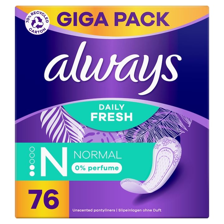 Always Daily Fresh Normal tisztasági betét 0% illatanyag, 76 db
