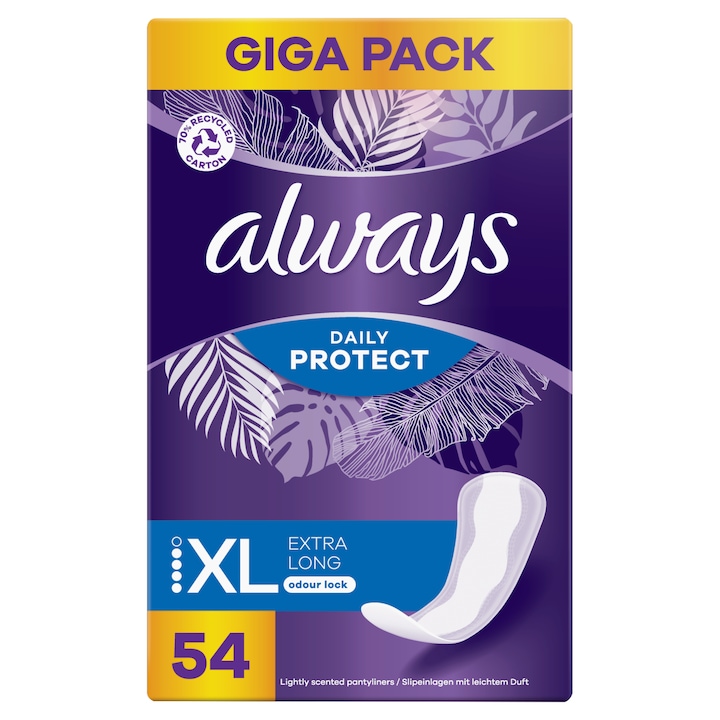 Always Daily Protect Extra hosszúságú szagsemlegesítő tisztasági betét, 54 db