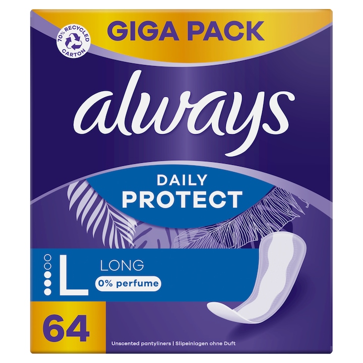 Always Daily Protect hosszú tisztasági betét, 0% illatanyag , 64 db