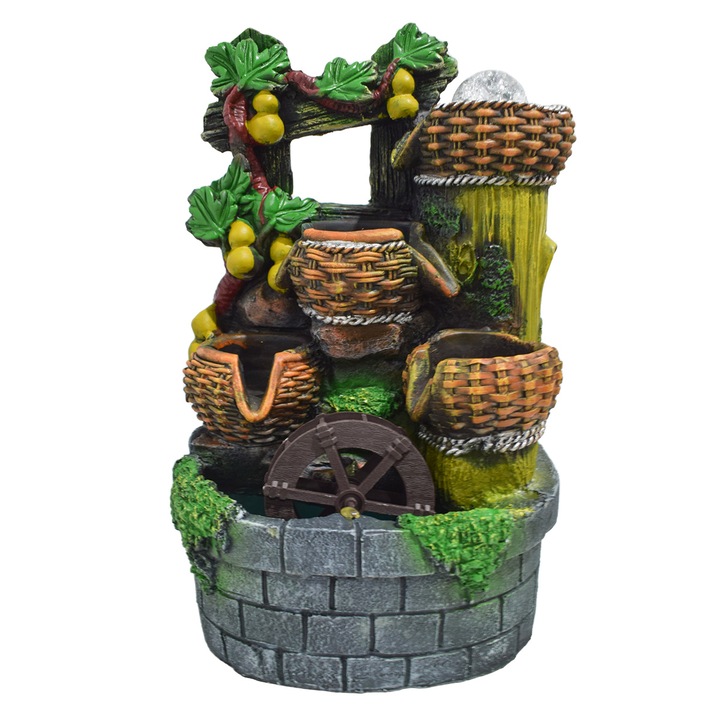 Артезиански фонтан Naimeed, Фън Шуй, LED, Потопяема помпа, D5109, 24x20x37см