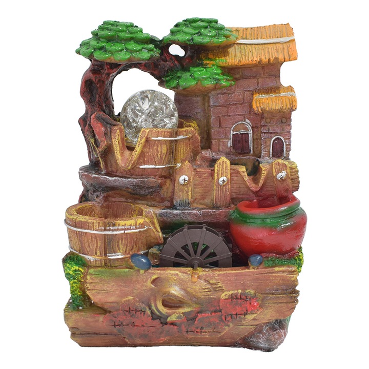 Декоративен фонтан Naimeed, D5093, Фън Шуй, LED, С потопяема помпа, 18x14x25см