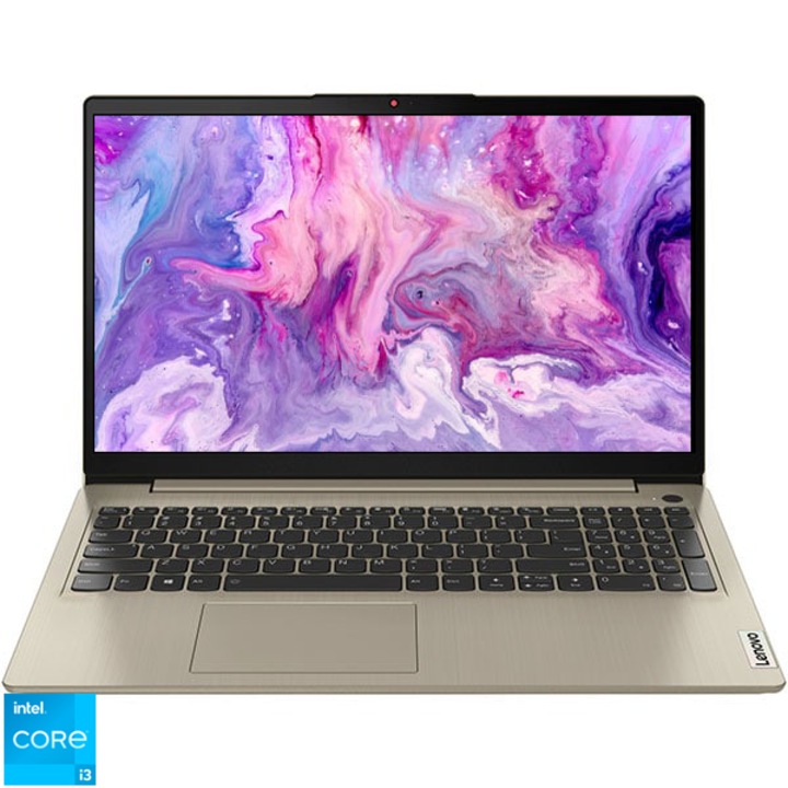 Laptop Lenovo IdeaPad 3 15ITL6 cu procesor Intel® Core™ i3-1115G4 pana la 4.1 GHz, 15.6", Full HD, 8GB, 256GB SSD, Intel® UHD Graphics, No OS, Sand