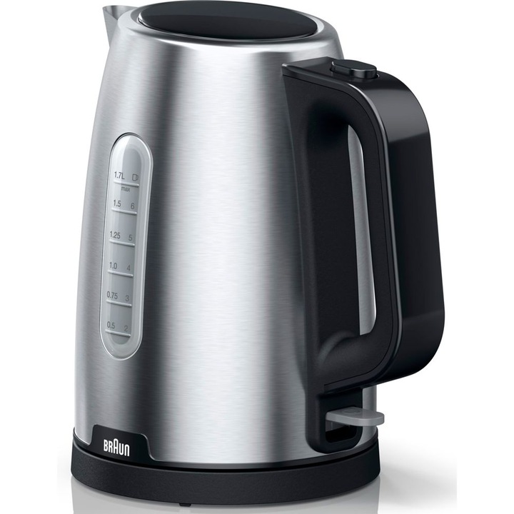 Braun WK 1500 1,7 L 2200 W Fekete, Rozsdamentes acél elektromos vízforraló