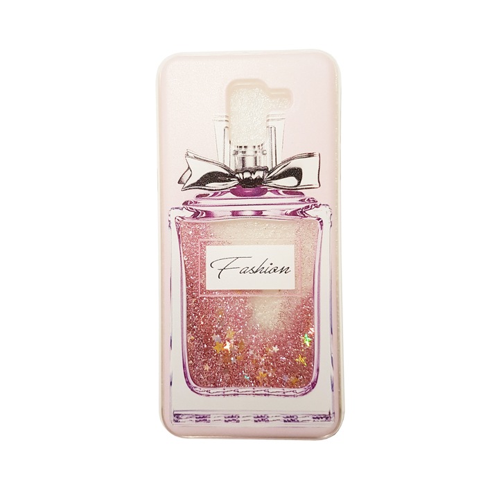 Husa Glitter Perfume pentru Samsung Galaxy j6 2018, J600, Pink Licquid case