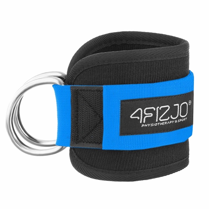 2 darabos bokaszíj készlet Bokaszíj, 4FIZJO, fitnesz gyakorlatokhoz multifunkcionális géphez, neoprén/acél, fekete/kék