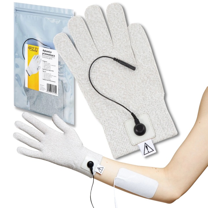 Vezető elektrostimulációs kézi mandzsetta fájdalomcsillapításhoz, 4FIZJO, univerzális méret, Nylon, Ezüst