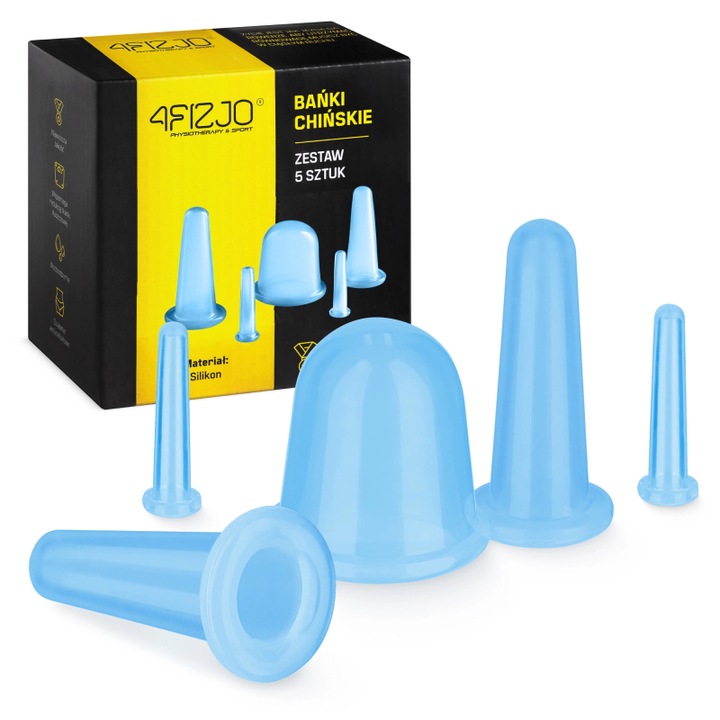Комплект 5 броя вендузи за масаж, 4Fizjo, Сини