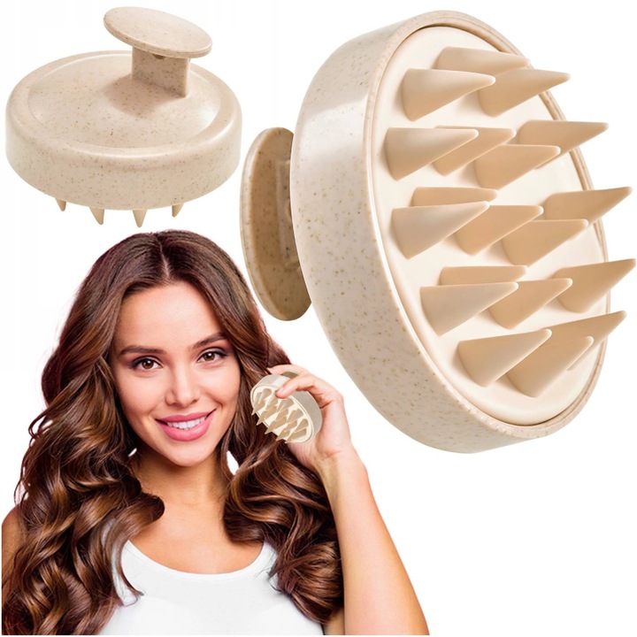 Hajmasszázs, 4FIZJO, 4FIZJO, könnyen tisztítható, stimulálja a fejbőrt, 19 puha szilikon hegy, bézs