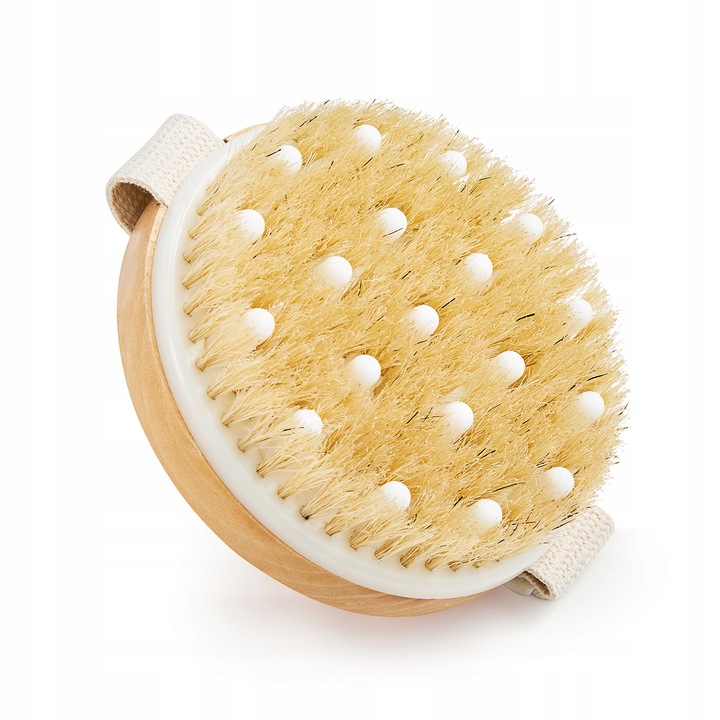 Masszázs-, test- és fejbőrkefe, 4FIZJO, fa/szálas, 11 x 1.5 cm