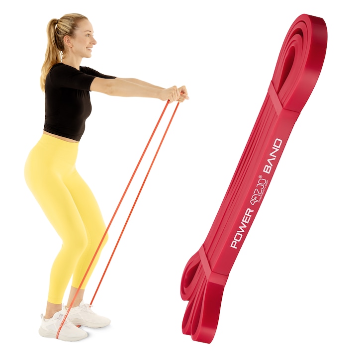 Banda elastica, banda de rezistenta pentru fitness, antrenament in sala de gimnastica, gimnastica de recuperare, Latex, 6-10kg, 208 cm, Rosu