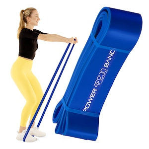 Banda de antrenament din latex pentru fitness, Rezistenta Pentru Forta, Coordonare, Mobilitate, Stretching, 4FIZJO, 208 x 6.4 cm, Albastru
