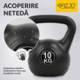 Gantera kettlebell, 4FIZJO, partenerul perfect pentru antrenamente acasa, pentru incepatori si avansati, umplere cu bitum, sculptura si intarire musculara, maner confortabil, forma sferica, 28 x 24 cm, 10 kg, Negru