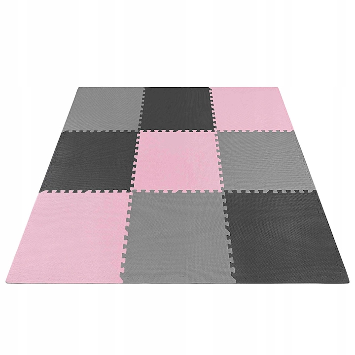 Комплект килим от 9 части на пъзел, 4Fizjo, Дунапрен, 180x180 см, Многоцветен