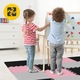Covoras de puzzle pentru copii, rezistent la apa, rezistent la pete, usor de curatat, antialergenic, 4FIZJO, 90 x 90 x 1 cm, Spuma, Roz/Gri/Negru