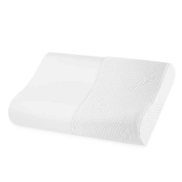 Ortopédiai alvópárna, 4FIZJO, memóriahabos nyak- és nyaki támasz, mosható huzat, ideális oldalsó, hátsó vagy hasi alváshoz, 40 x 60 cm, fehér